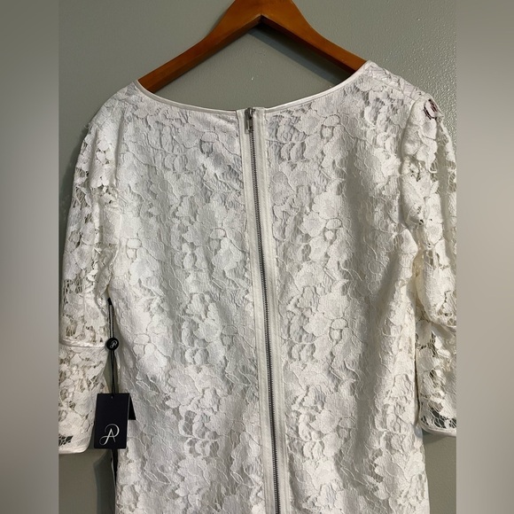 Adrianna Papell Womens Ruffle Cuff Sleeve Lace Cream Cocktail Dress  Sz 10 NWT - Picture 10 of 15